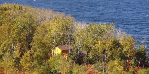 Environnement des chalets # 2 et # 3, site boisé à 90 % sur une falaise