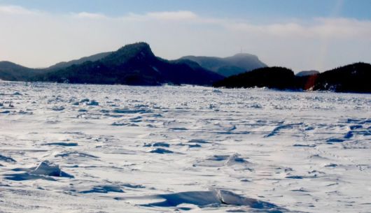 Paysage du Bic en hiver lorsque la mer est gelée
