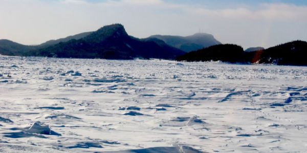 Paysage du Bic en hiver lorsque la mer est gelée
